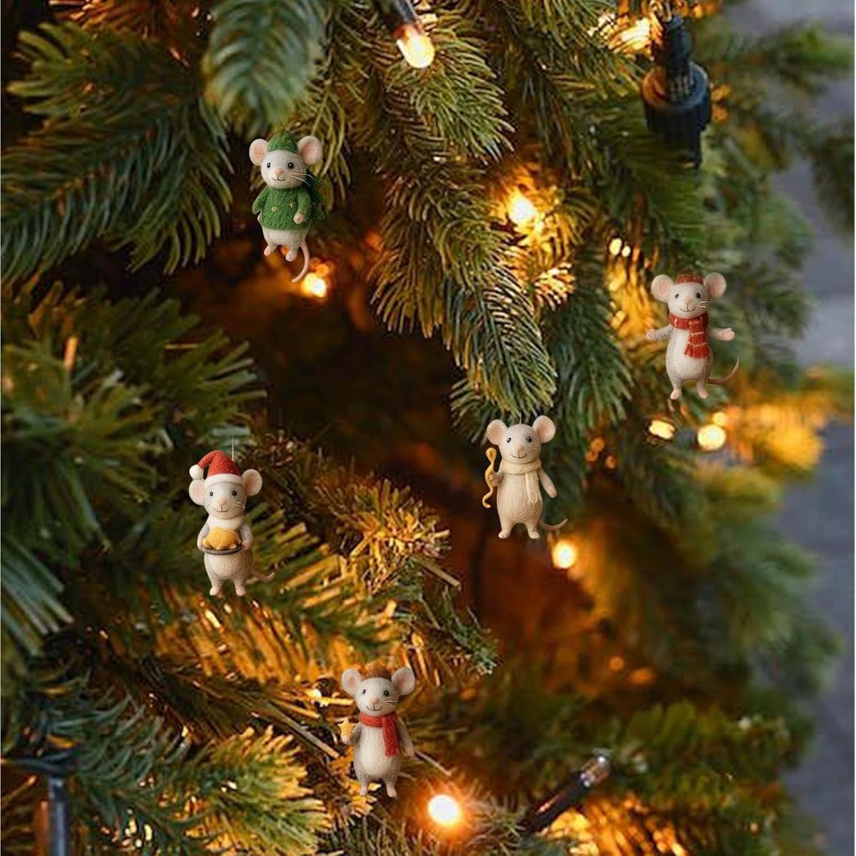 Adventskalender Muizen 24 Dagen - Met 24 Acryl Muizenfiguren en Hangers - Kerst Aftelkalender - 2D Muizen Kerstornamenten voor Kerstboom - Kerstdecoratie voor Huis Deur Raam en Kamer – foto 4