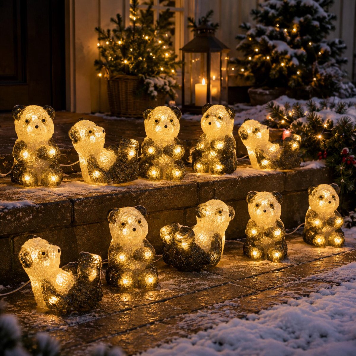 Panda kerstverlichting set - 2x lichtsnoer - incl. 10 meter verlengsnoer - 2 stopcontacten