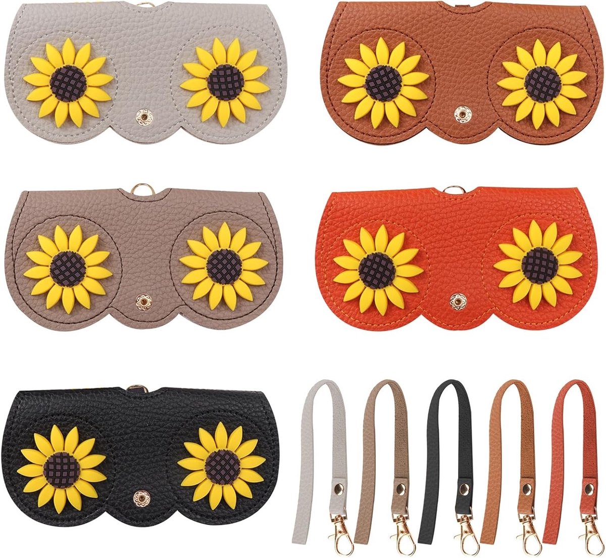 Zachte zonnebril etui met zonnebloemdesign - 5-delige brillenhouder voor lezen, sport en unisex gebruik