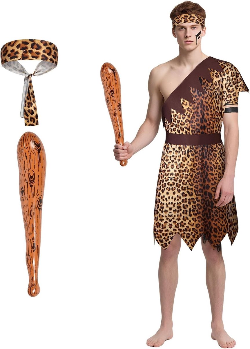 Holbewonerskostuum voor volwassenen - Perfect voor carnaval, Halloween en themafeesten, inclusief cosplay accessoires en unieke details