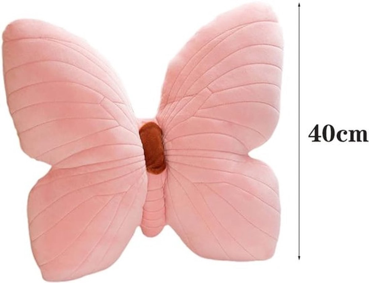 Vlinderkussen - Zacht Kinderkussen - Decoratief Sierkussen voor Bank en Slaapkamer (Roze)