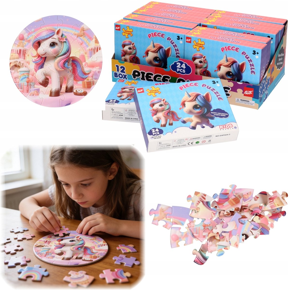 Ronde Eenhoorn Puzzel 24 Stukjes - Magisch Speelplezier