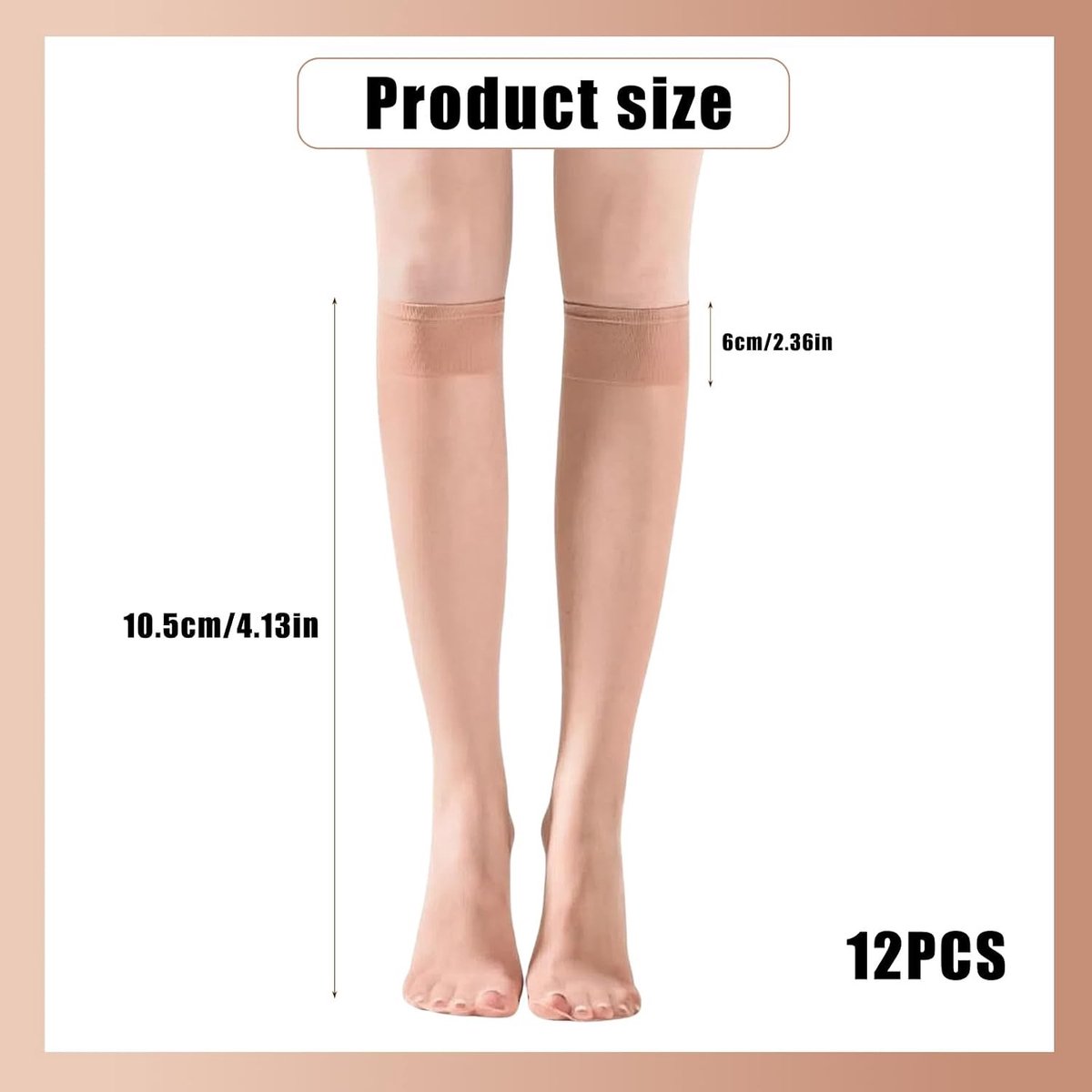 12 Paar Dames Basis Kniekousen, 10 DEN, Semi-Transparante Kousen, Perfect voor Elke Gelegenheid, Comfortabele Pasvorm, One Size