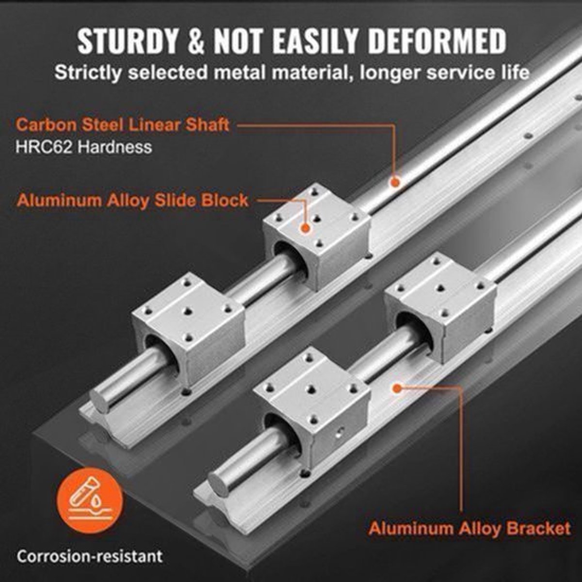 Lineaire geleiderails - Soepele beweging voor doe-het-zelf-haspels - SBR16 - Schuifblokken voor CNC-freesmachines - 16 mm-1000 mm - Zilver