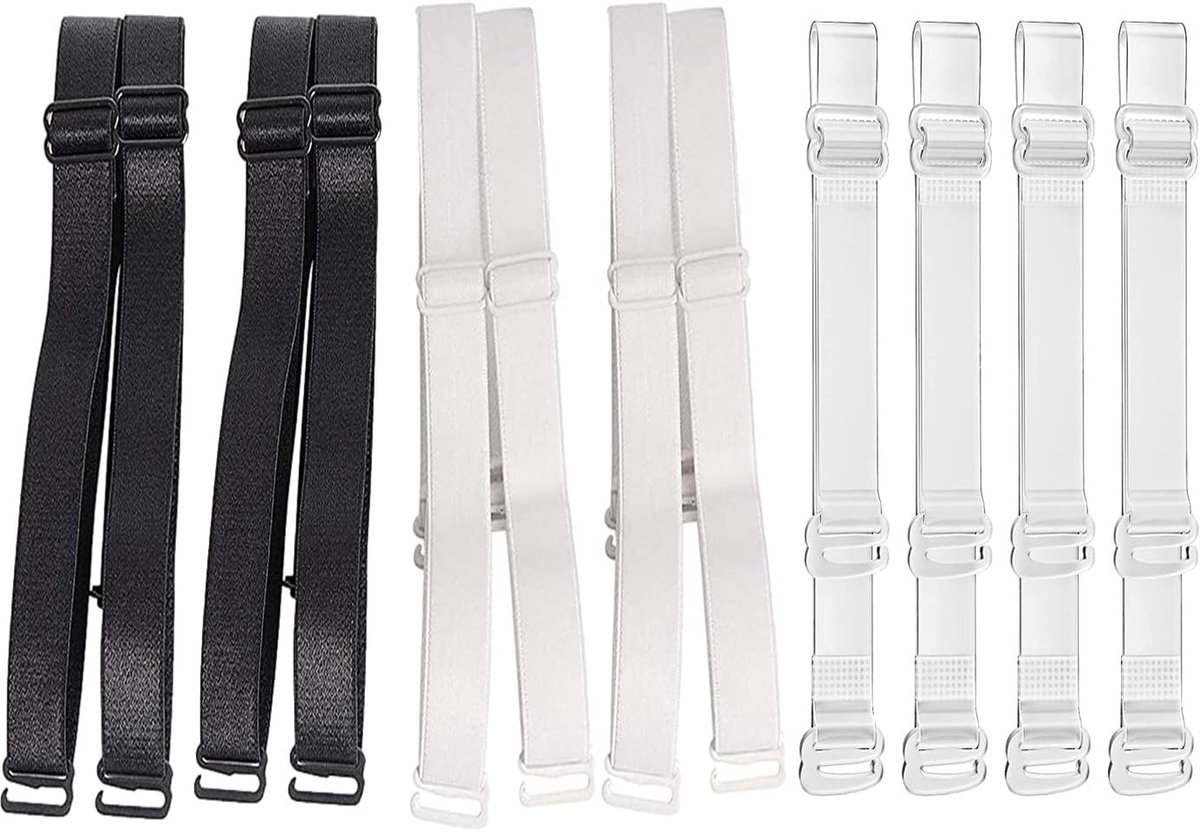 Zachte Transparante Vervangende Bh Schouderbanden, Verstelbare en Antislip Bh Straps, 6 Paar in Drie Kleuren voor Dames, Ideaal voor Onder Transparante Tops