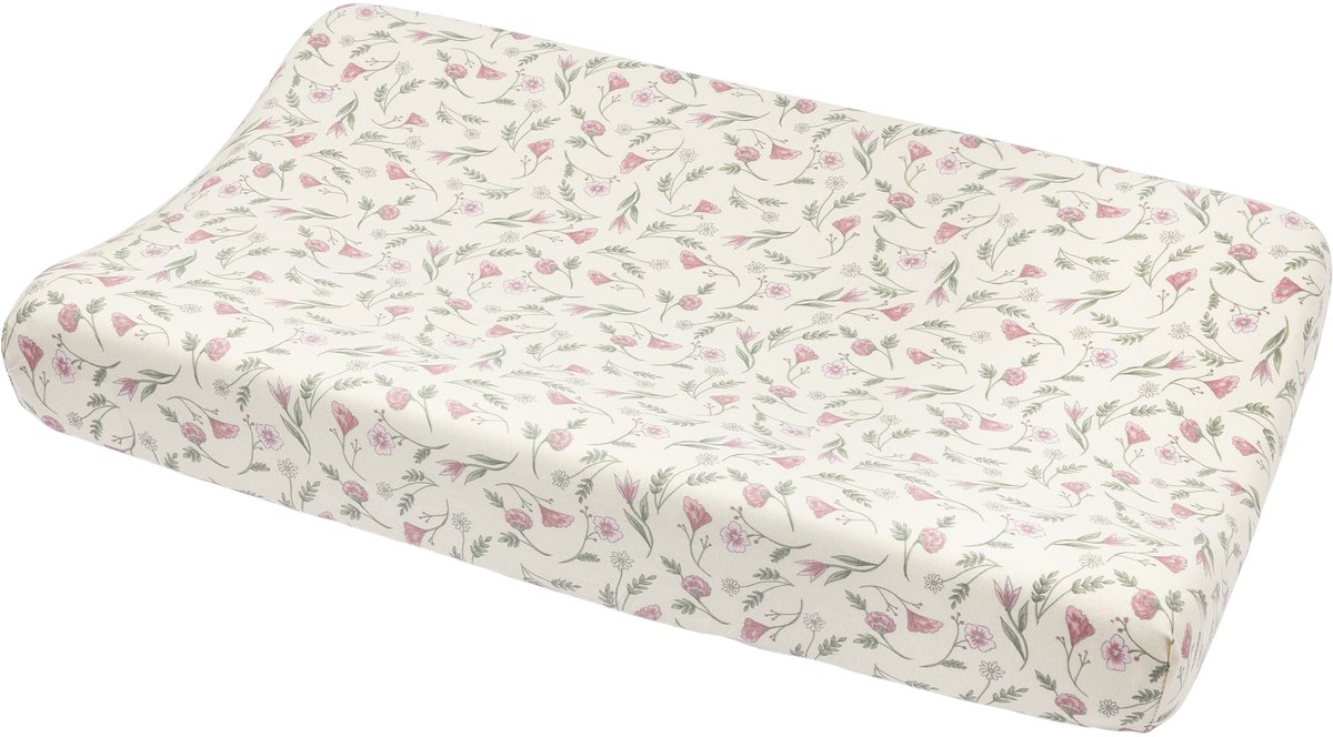 Meyco Flower Aankleedkussenhoes - 1 Stuk - 50 x 70 cm - Jersey - Roze
