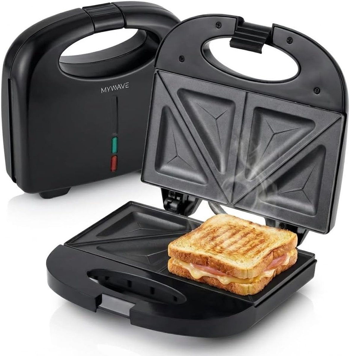 Sandwichmaker - Zwart - 22,5 x 14 cm - Elektrische Grill met Antiaanbakplaten - Voor Alle Soorten Levensmiddelen