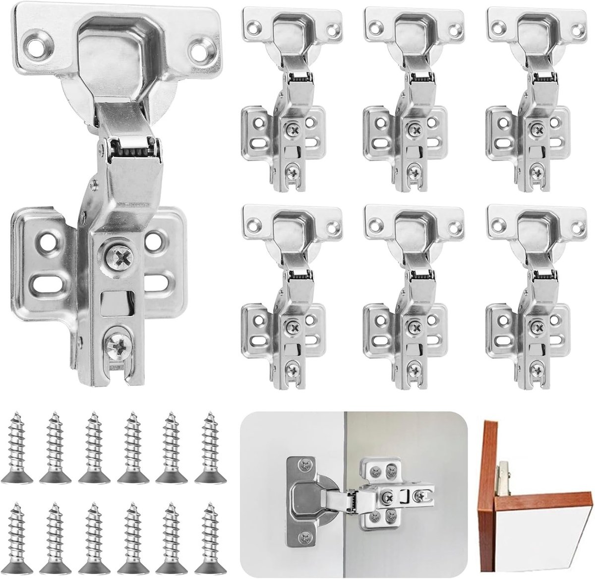 Potdeksels voor Keukenkasten - 8 Stuks 35mm Soft Close Scharnieren voor Badkamer en Kledingkast met 110 Graden Openingshoek