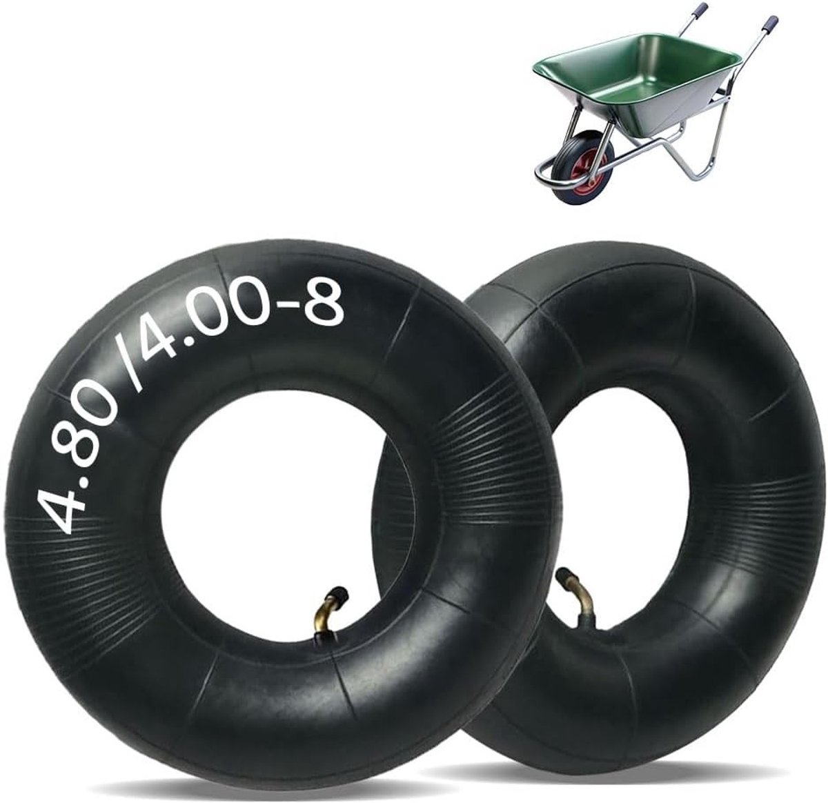 Kruiwagenband - 4,80/4,00-8 inch - Rubber Binnenband met Gebogen Ventielschacht - Voor Kruiwagens en Luchtbanden