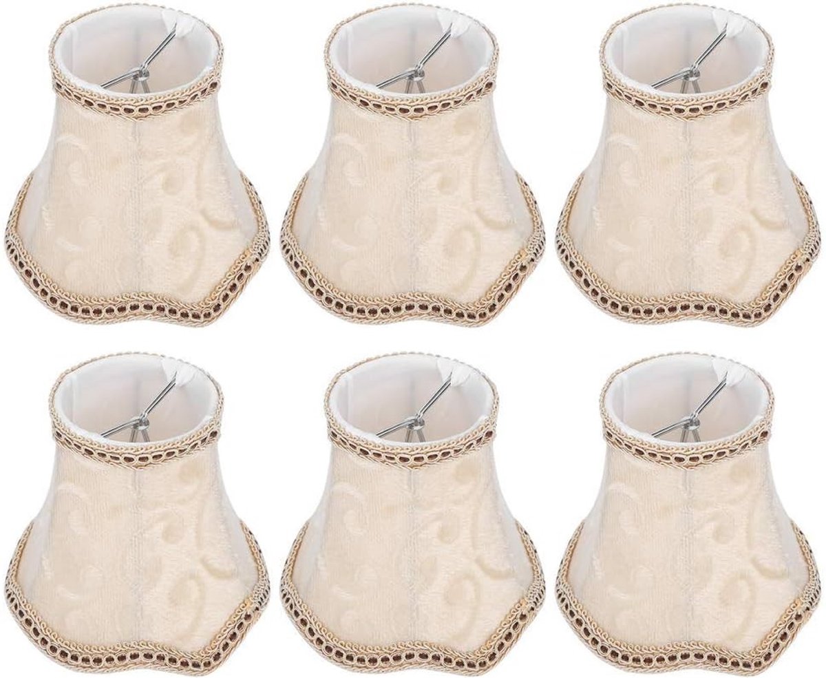 Lampenkap - Beige - E14 Vlas Stof - Set van 6 - Voor Tafellampen, Staande Lampen en Kroonluchters