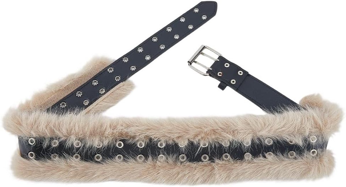 Faux Fur Leren Tailleband voor Dames - Brede Cinch Riem voor Jurken en Broeken - Vintage Punk Grunge Stijl voor Halloween Kostuums en Feestjes