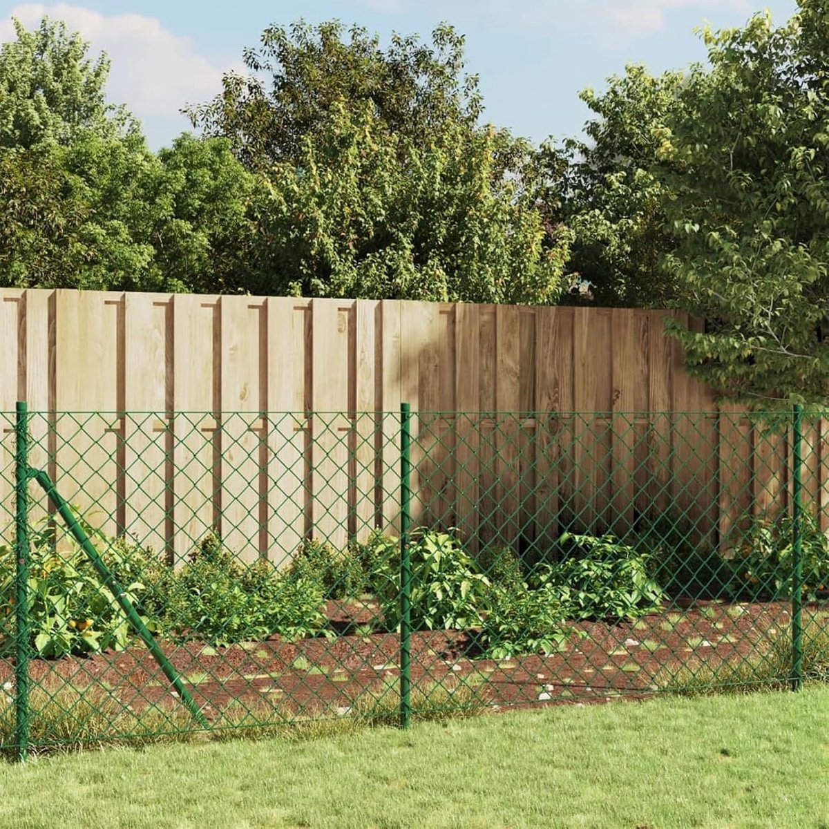 Gaashek met groene flens 0,8 x 10 m, gaashek, verzinkte stalen netten, tuinhek-153936