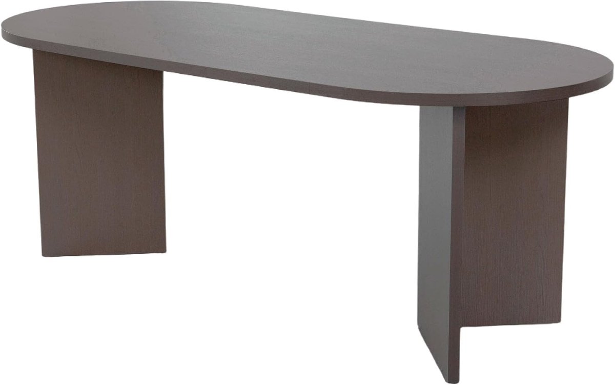 Eettafel Japandi ovaal 220cm walnoot melamine Nancy Japanse eetkamertafel