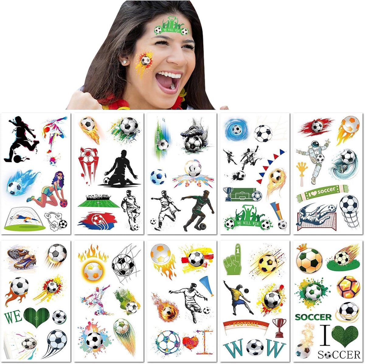 Tijdelijke Tattoos - Waterdicht & Zweetbestendig voor Volwassenen, Sportevenementen, Cartoon Gezichtstickers, Feestartikelen