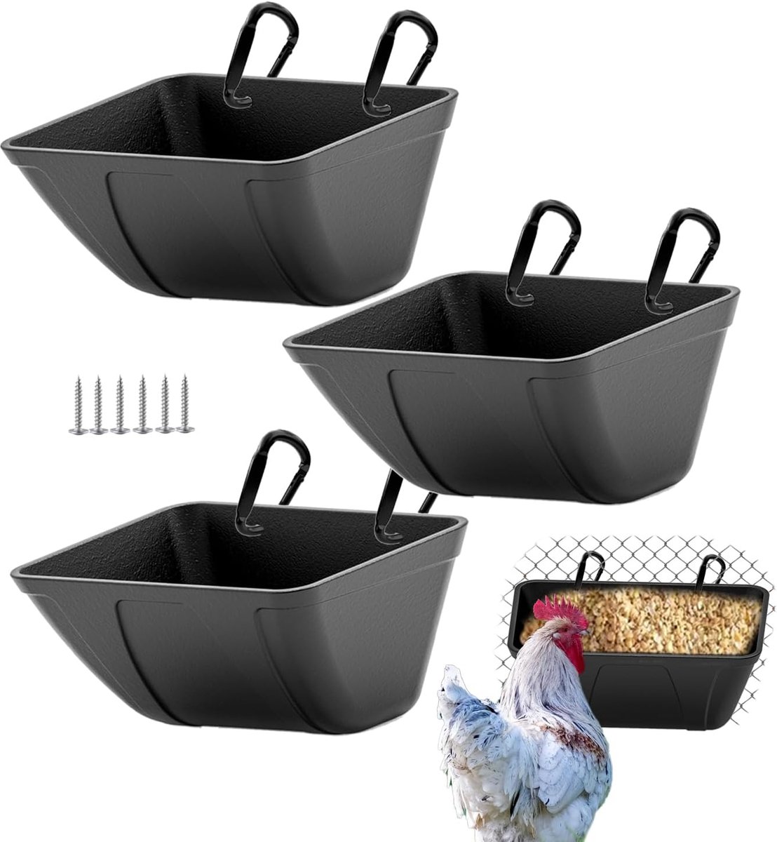Mozoba Opknoping Kip Feeder Trog Voor Geit Schapen Herten Gevogelte Eend Kip Hek Feeder Vee Feeding Container Geiten Levert Feeders Waterer Emmer