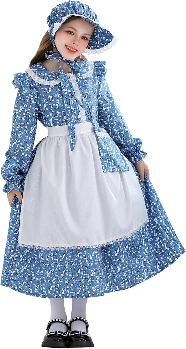 Dienstmeisje kostuum meisje pionier outfit koloniale prairie jurk kinderen Halloween meid jurk