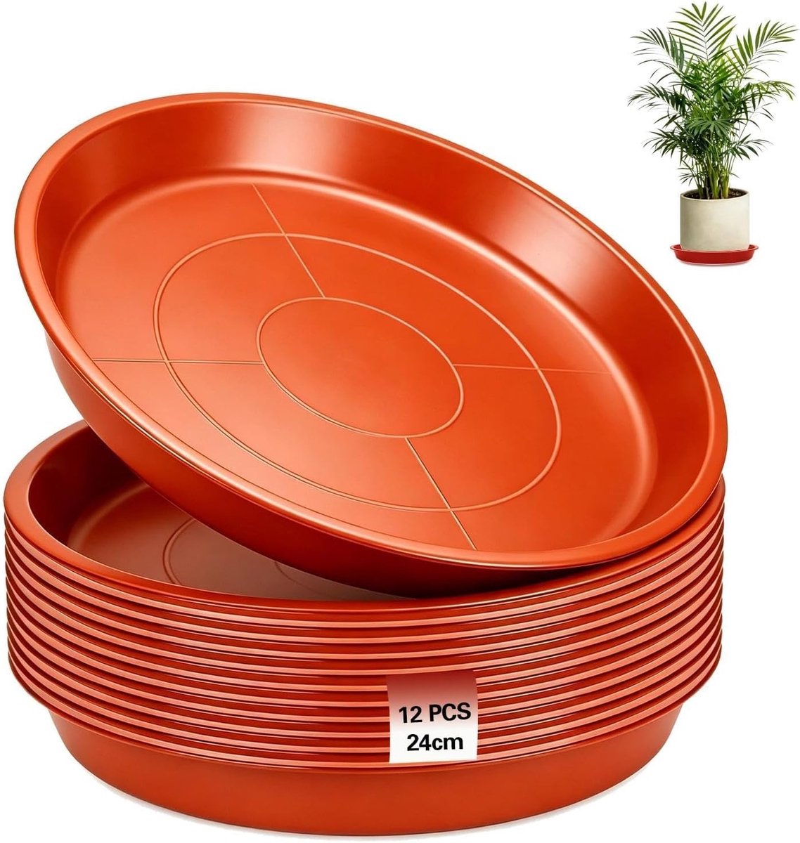 12 stuks bloempotonderzetters 24 cm plantenonderzetters rond