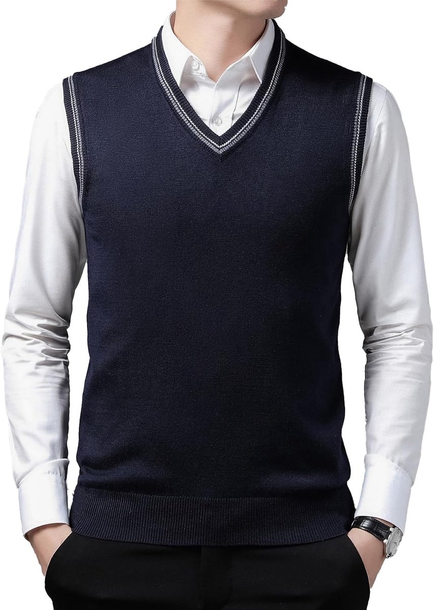 V-hals Mouwloze Jumper Vest Gebreide Bovenkleding Gilet Klassieke Zakelijke Gebreide Gebreide Slipover Trui Tank Tops