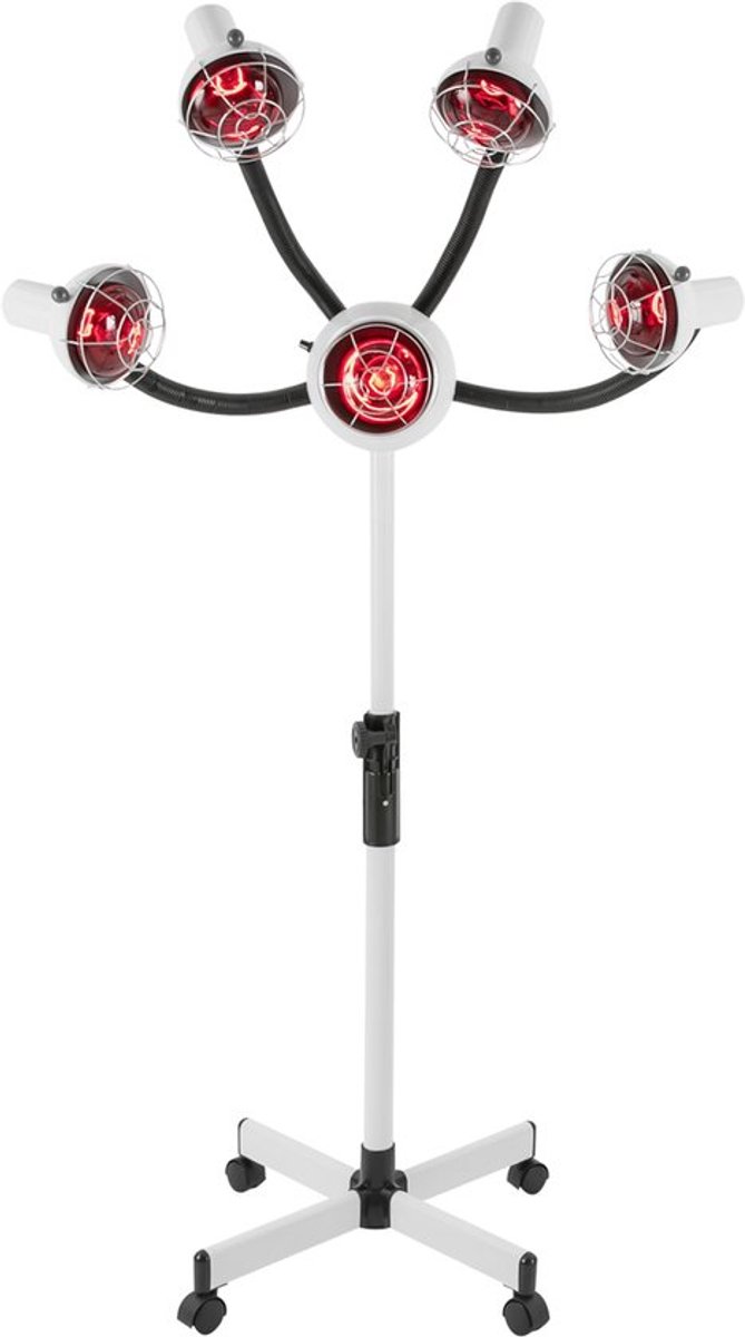 Kappersverwarmer Wit - 750 W Vermogen - 5 Infraroodlampen - Metaal - Voor Salon En Styling