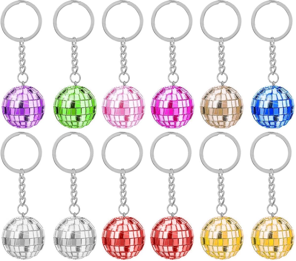 12 stuks sleutelhangers, discobal, discobal, decoratie, om op te