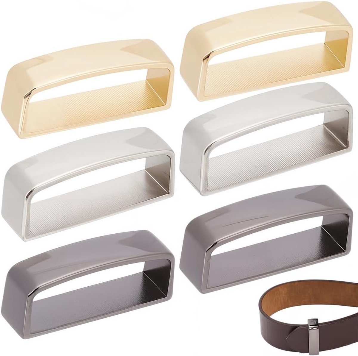 1 doos, 6 stuks, 3 kleuren, riemlussen van metaallegering: goud, zilver en zwart, 38 mm - 40 mm, antislip, ringen voor riemen, gespen