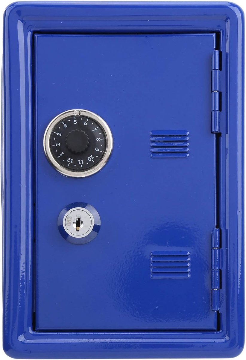 Kluis en Lock Box voor kinderen, kinderen mini spaarpot spaarpot Strongbox voor thuis, metalen kluis kleine geldkist met slot (blauw)