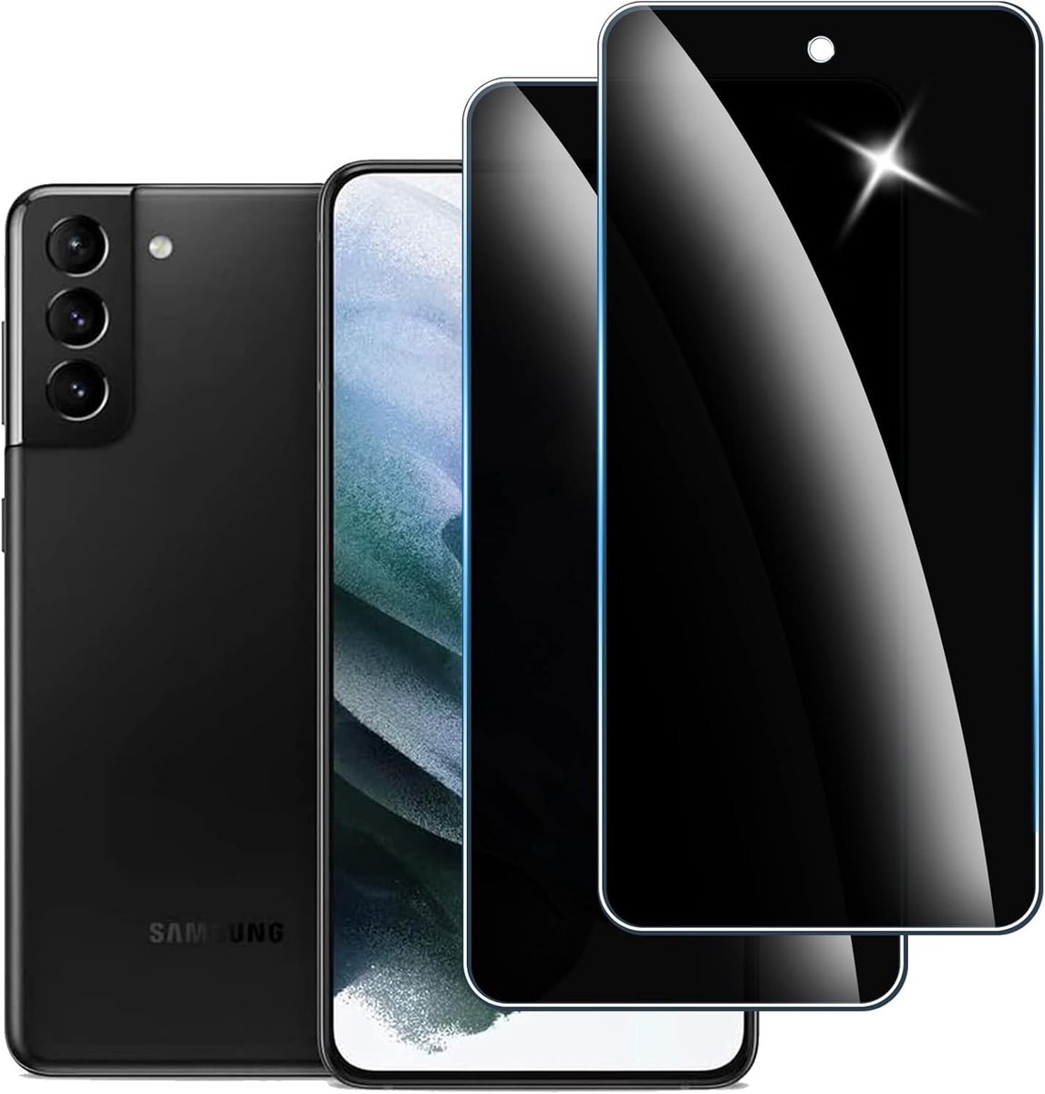 2 Stuks Anti-Spionage Screenprotector Gehard Glas voor Samsung Galaxy S21 Plus, 9H Hardheid, Anti-Kras, Anti-Vingerafdruk, Bubble Proof, Volledige Afdekking