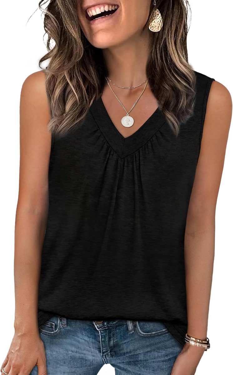 Zomer Casual Vest Tank Tops Losse Fit V-hals Mouwloos T-shirt Top