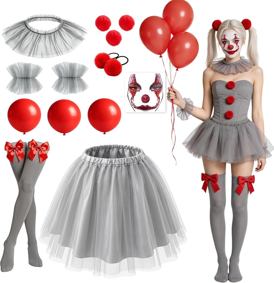 Clownkostuum voor dames, Halloween, carnaval, dames