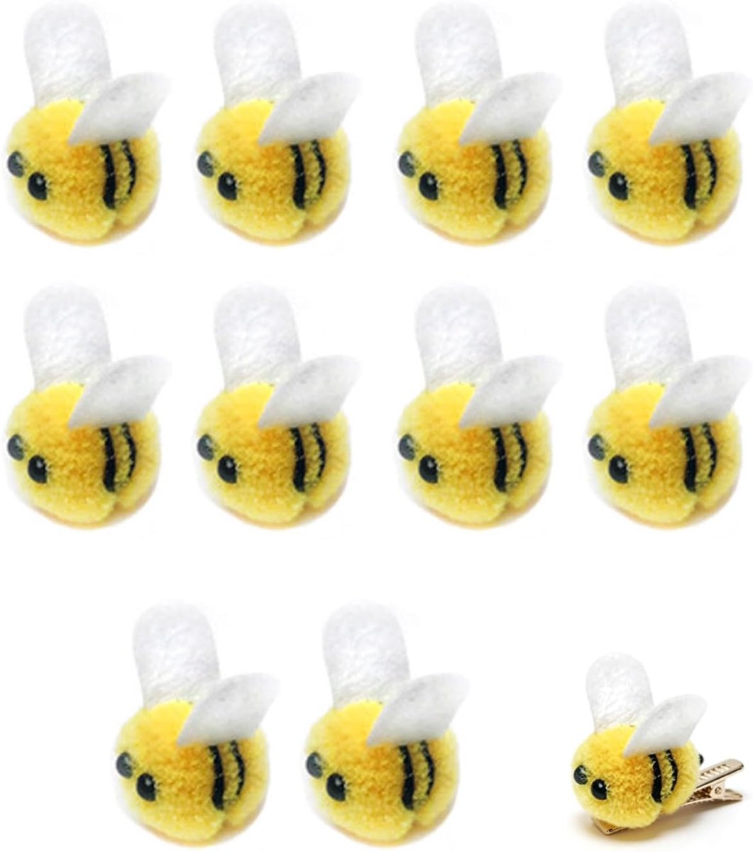 10 x mini-bijen van vilt, figuren voor babyshower, verjaardag, lente, knutselwerk en feestdecoratie