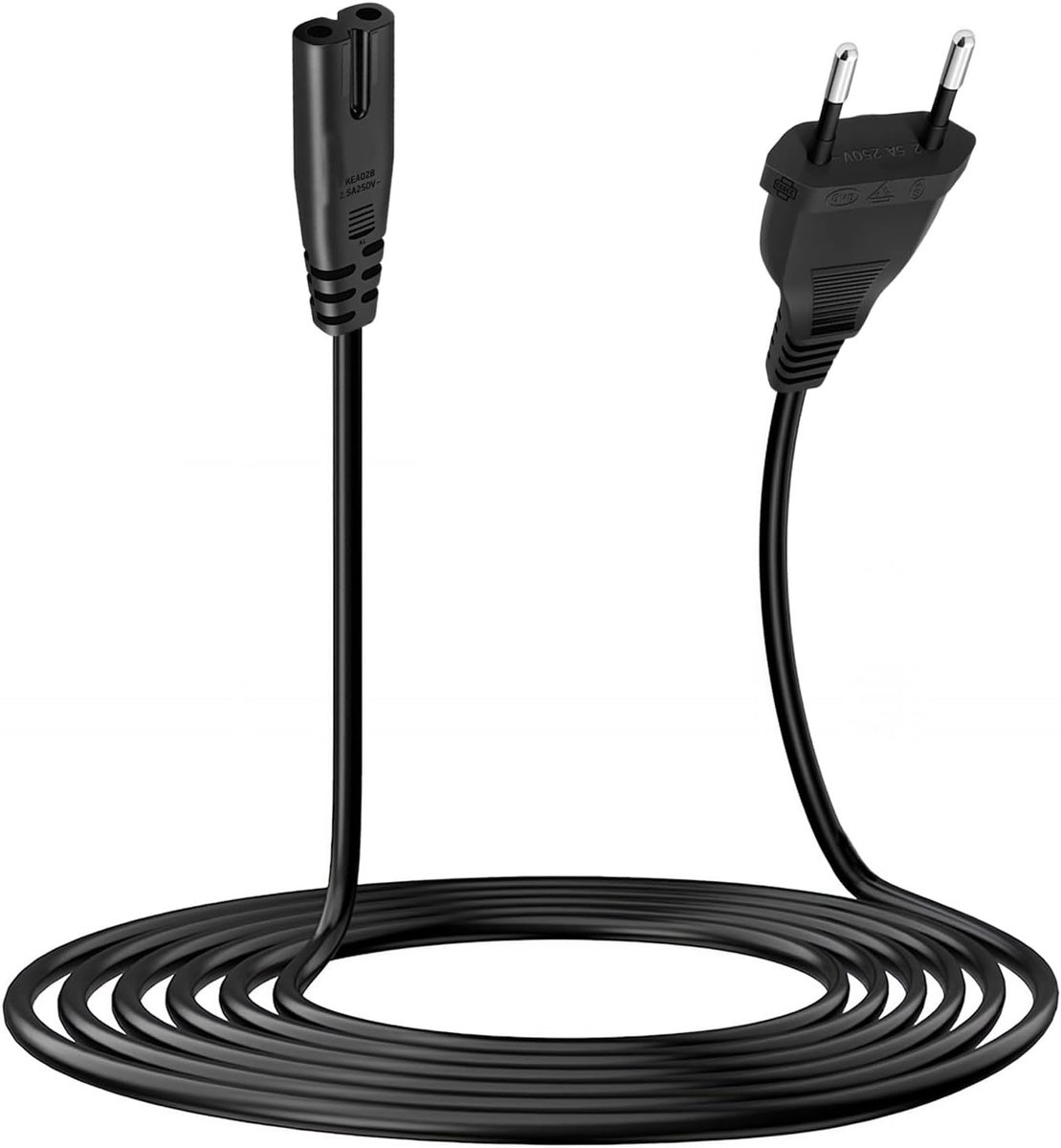 1,8 m C7 Euro 8 voor JBL Partybox 110 310 2,5 A stroomkabel compatibel met tv, videospelconsole, monitor, pc, kleine huishoudelijke apparaten