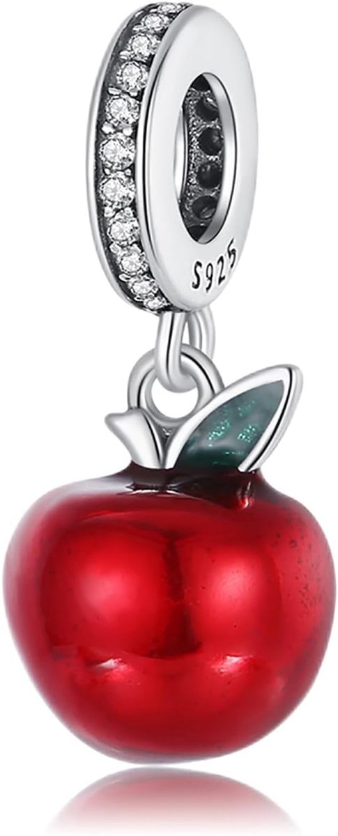 Appel bedel van 925 sterling zilver, compatibel met Pandora armbanden