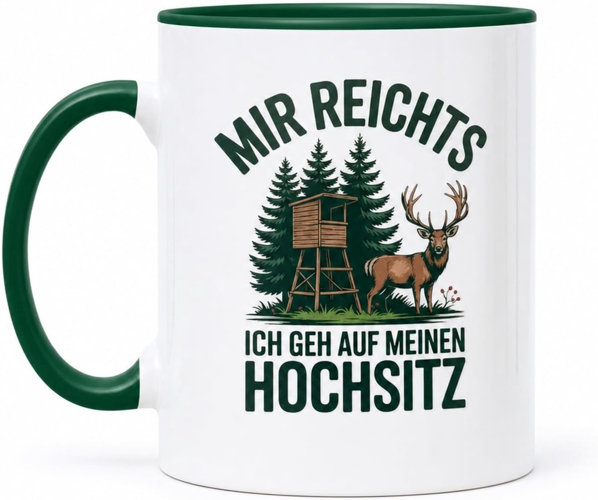 Geschenken voor jagers mannen, mok met hertenmotief en grappige jachtspreuk