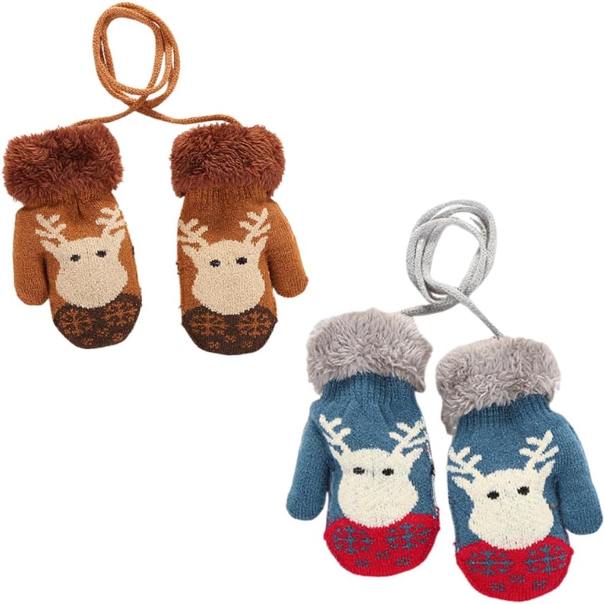 Handschoenen voor kinderen, winter, superzacht, handschoenen met standaard, anti-verlies, waterdicht en winddicht, voor pasgeborenen, jongens en meisjes, 0-3 jaar