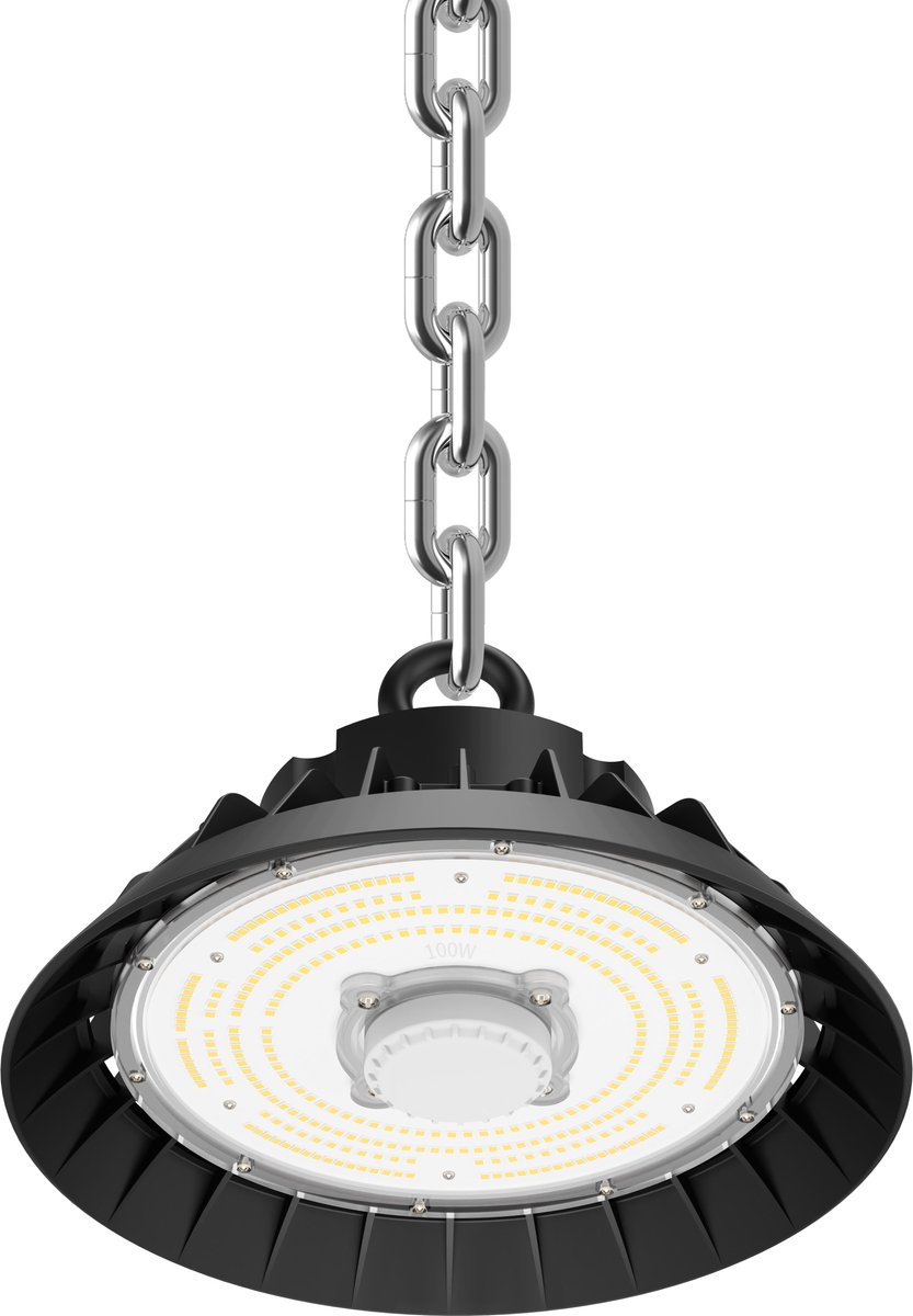 UFO Lamp - LED High Bay 100W - 15.000 lm - Warmwit 3000K - Bewegingssensor - 0-10V Dimbaar - IP65 - Hal-, Werkplaats- & Garageverlichting - 5 jaar garantie