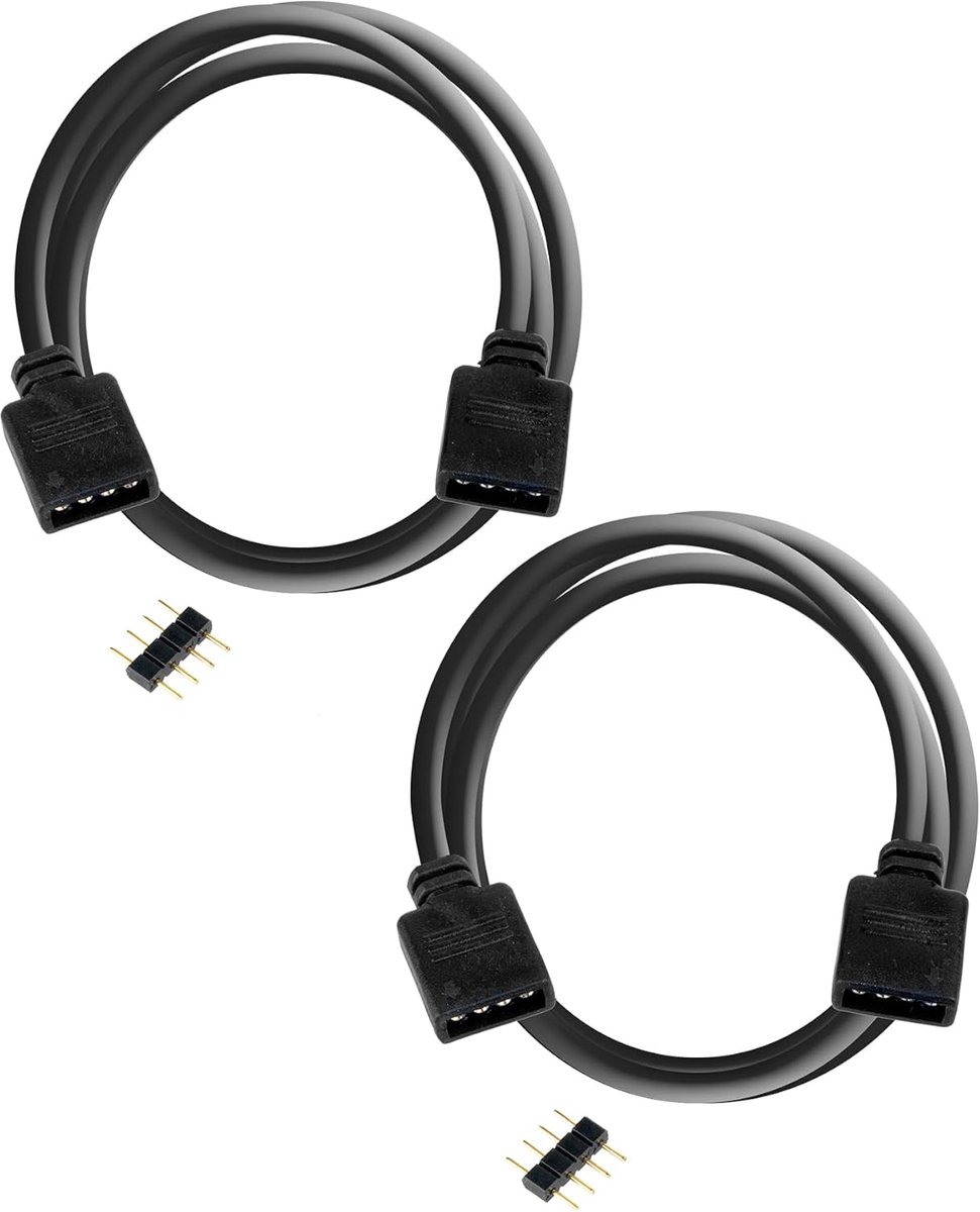 2 stuks ledstripverlenging, 4-polig, RGB verlengkabel voor 3528 5050 2835 (1 m zwarte kabel)
