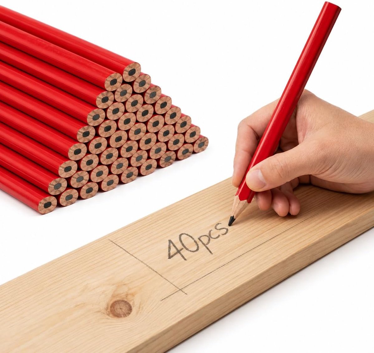 Potlood 40 stuks, HB met ovale anti-rolvorm voor bouwplaats