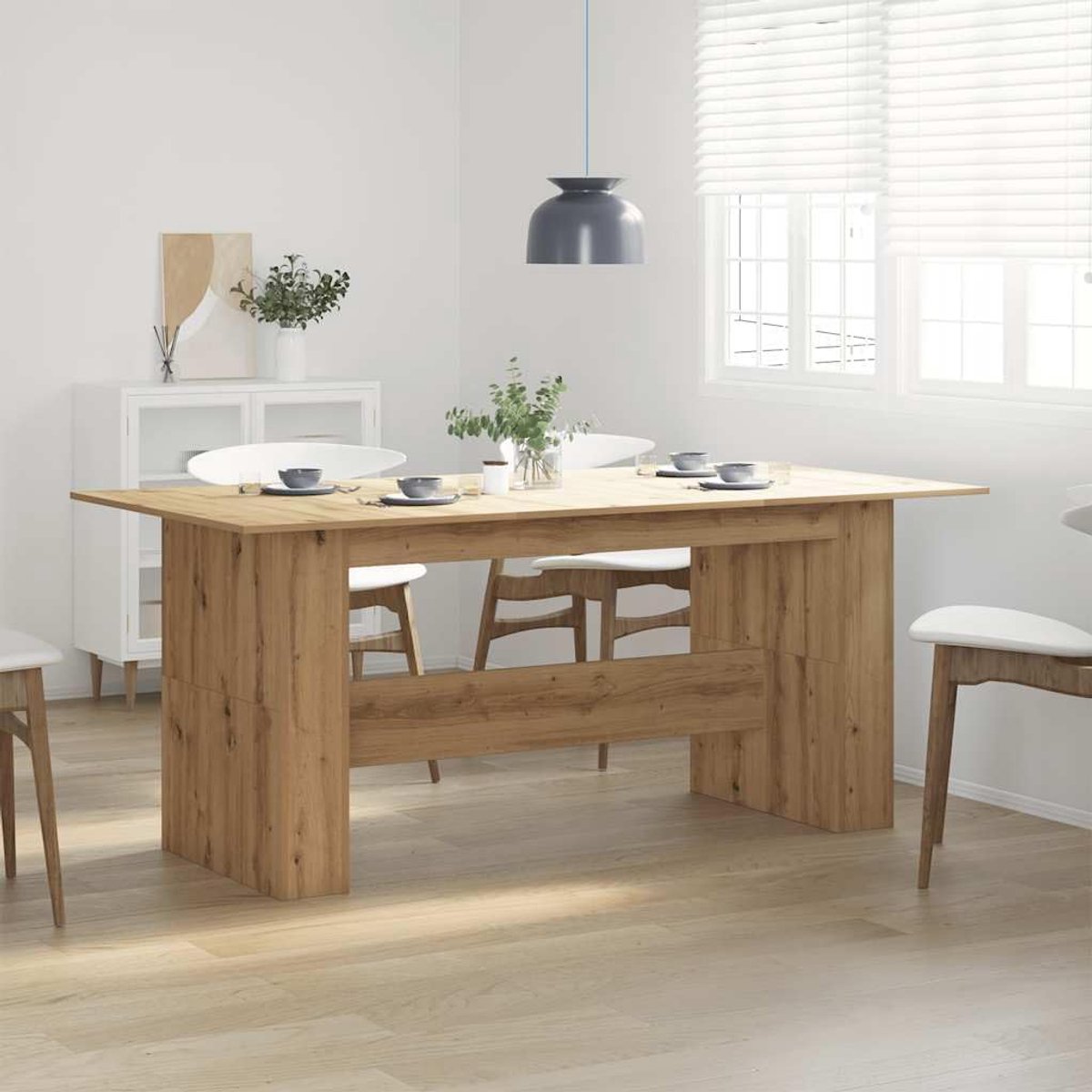 Eettafel Artisan-eiken, 180 x 90 x 76 cm, houtmateriaal, tafelframe voor eetkamer en keuken, met praktisch tafelblad, 1 tafel
