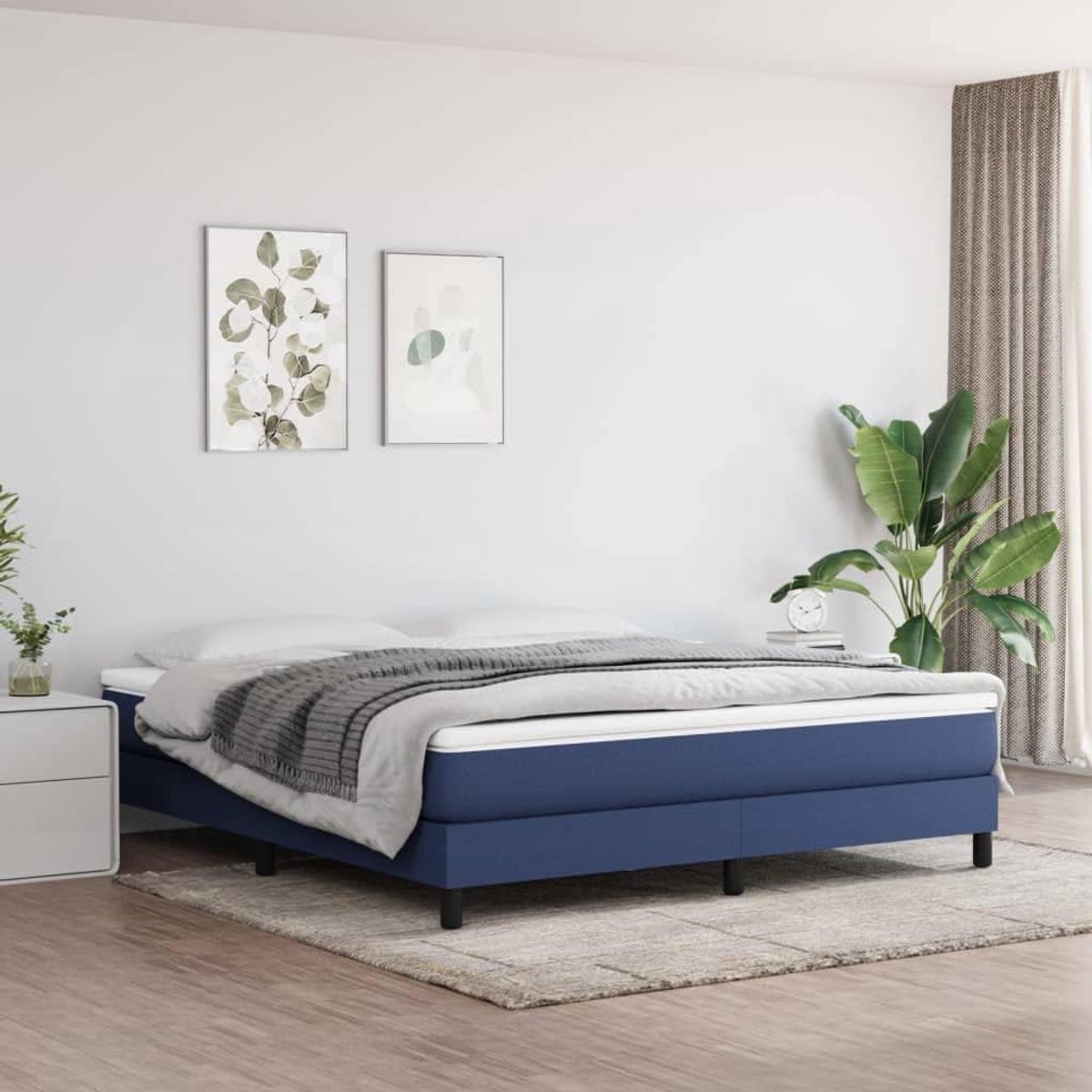 bed stof blauw 180x200 cm stevig onderstel duurzaam multiplex lattenbodem ademend comfortabele slaapkamer rustgevend nachtrust meubel ondersteunende poten slaapkamer inrichting huis