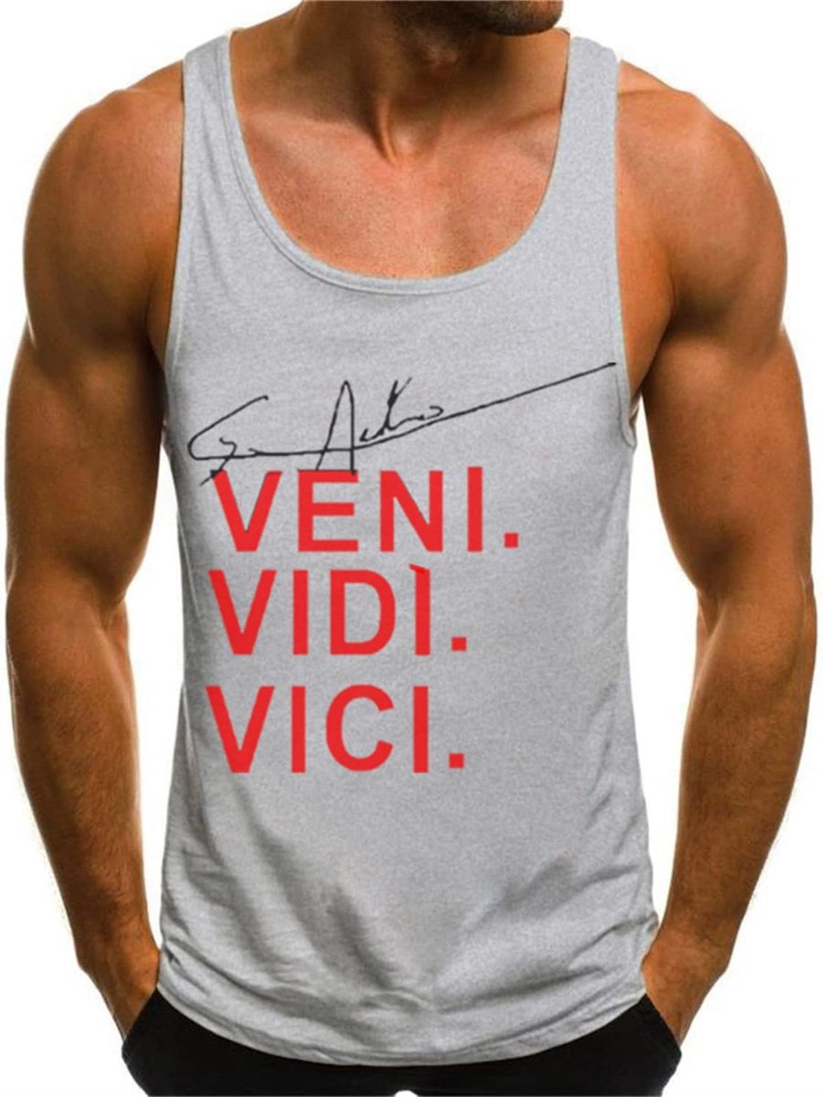 Heren zomer spiershirt T-shirt mouwloos vest spiershirt stringer fitness tanktop heren, grijs, S