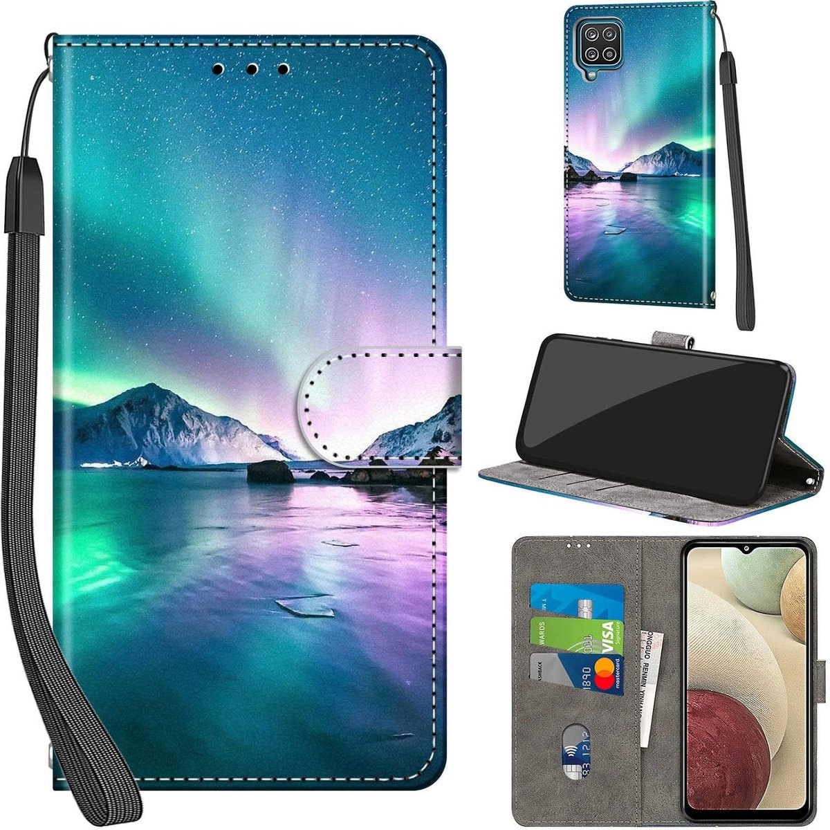 Portemonnee Telefoonhoes voor Samsung Galaxy A12 / M12 Aurora