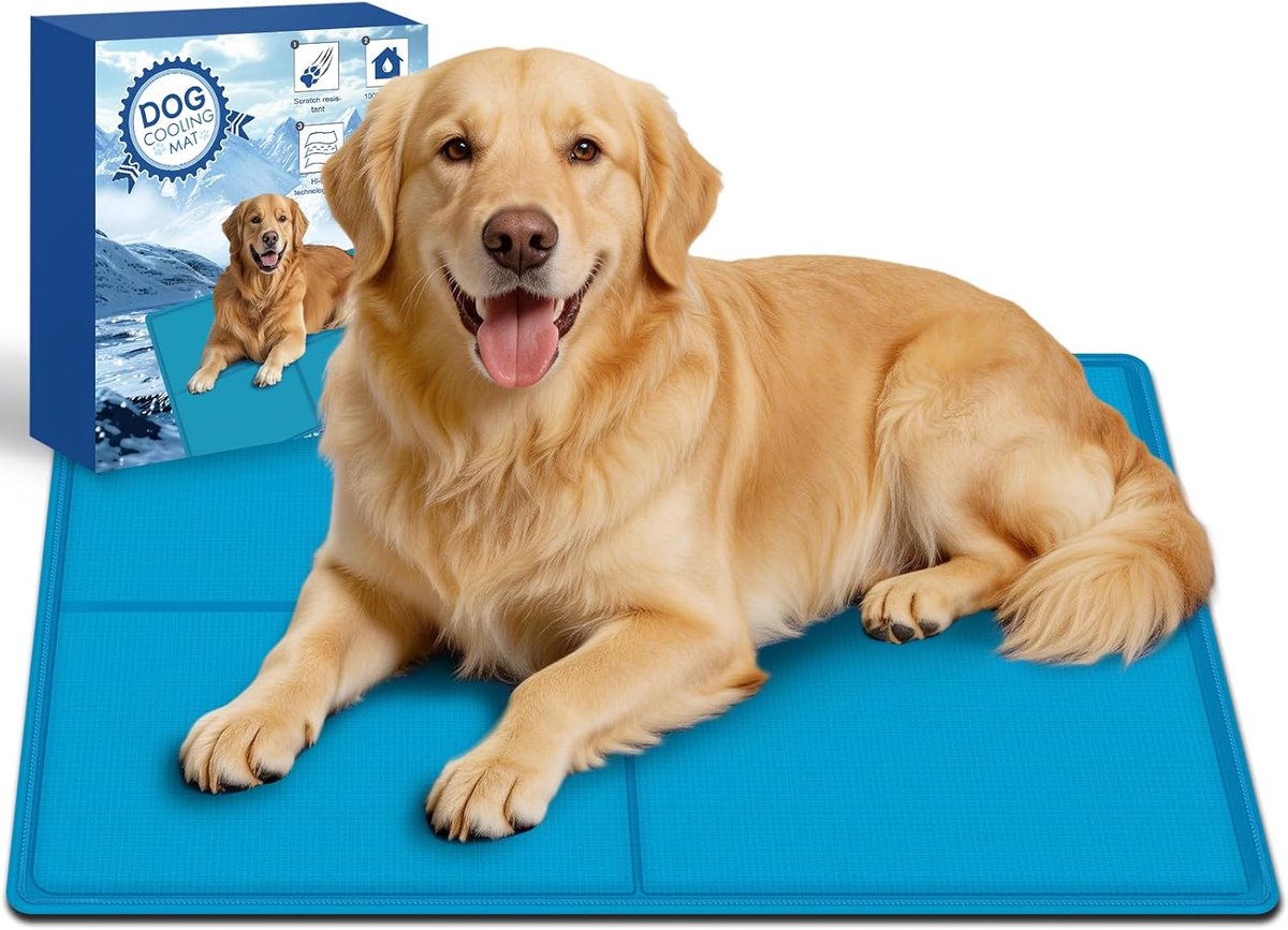Koelmat voor honden, 120 x 75 cm, upgrade-materialen, niet-giftige vaste gel, zelfkoelende mat voor honden, snelle koeling in de warme zomer voor huisdieren, koeldeken, ideaal voor je huisdier