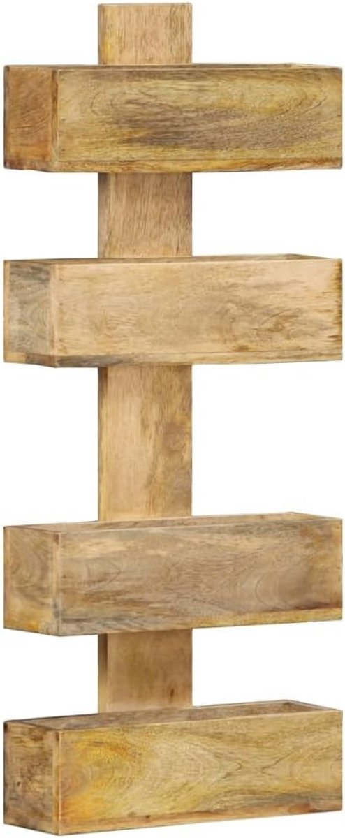 Tijdschriftenstandaard van massief hout met handvat, opbergruimte voor tijdschriften en kleine voorwerpen, robuust en uniek design met natuurlijke nerven, organizer