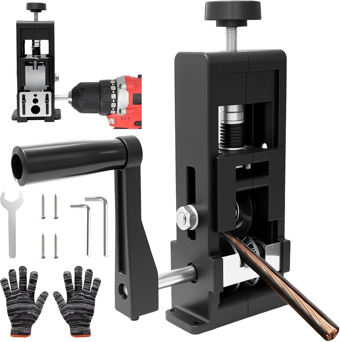 Kabelstripmachine voor 1-25 mm kabels, handmatig kabelstripgereedschap, compatibel met handslingers en elektrische boormachines, striptang, kabelstripper voor het snijden van stripafval