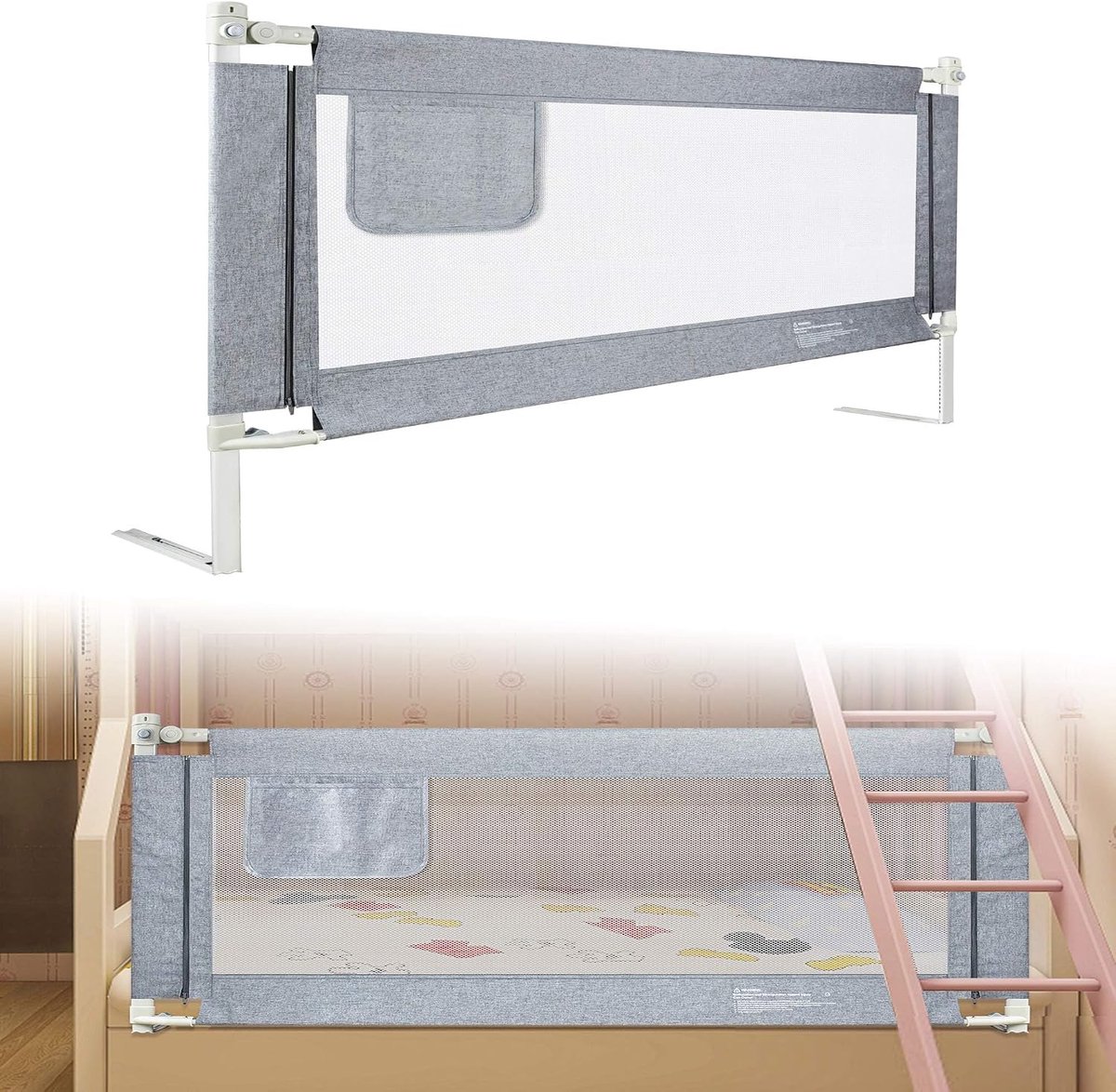 150 cm kinderbedhek voor verticaal optillen, bedhek voor familiebed en kinderbed, valbeveiliging, anti-valbeveiliging, veiligheidsbescherming voor bed