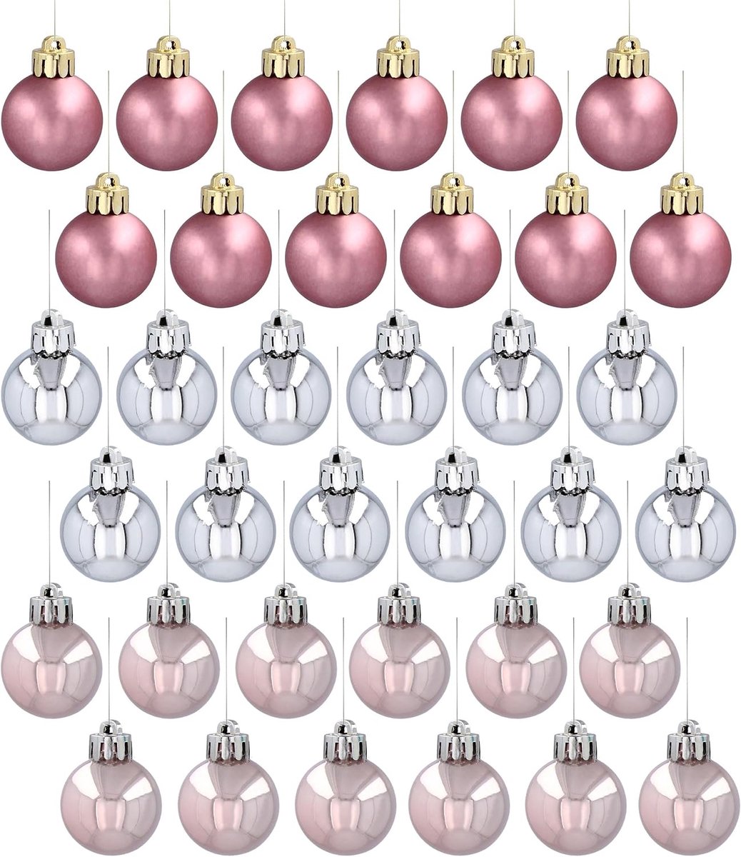 Kerstballen, Set van plastic kerstballen, Kerstboomversiering 3 cm, 36 stuks