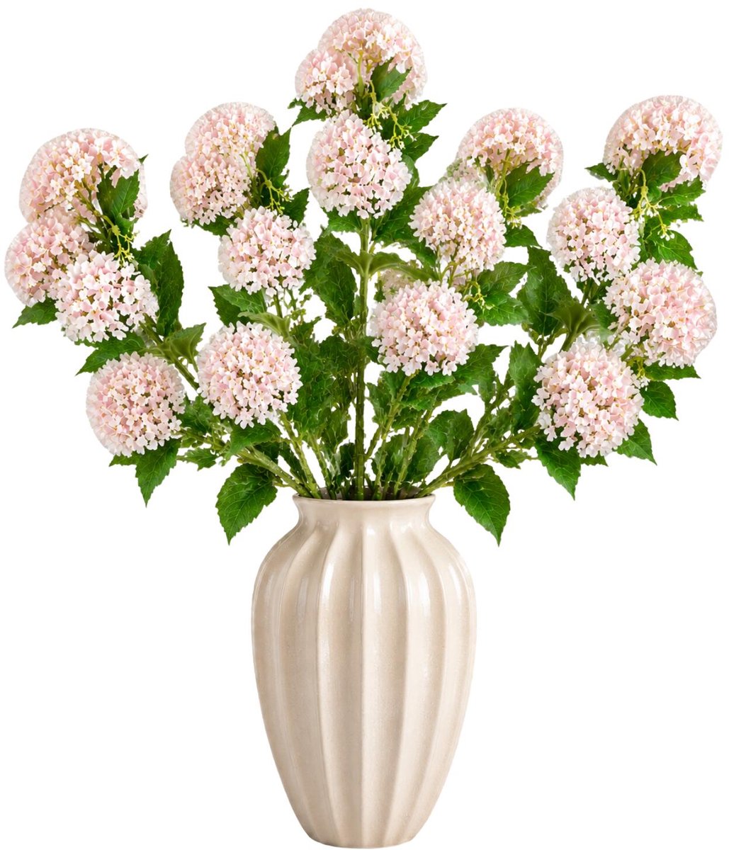 Mica Decorations Kunstbloem Viburnum Floristic - 5x - H77 cm - roze - kunststof - stelen kunstbloemen - boeket - roze bloemetjes Lichtroze