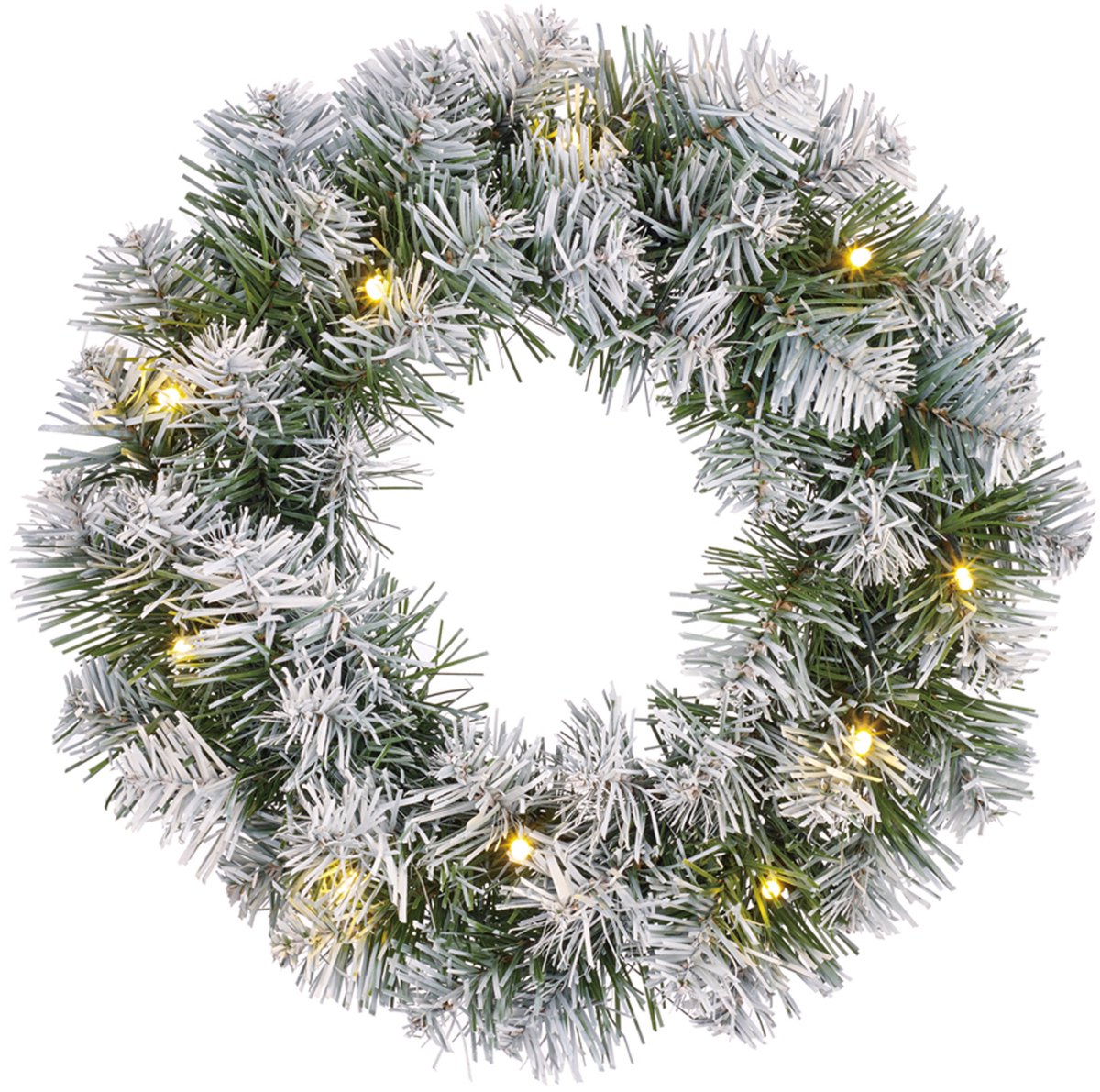 Black Box Kerstkrans - D35 cm - met LED verlichting - nepsneeuw - deurkrans - kransen – foto 2