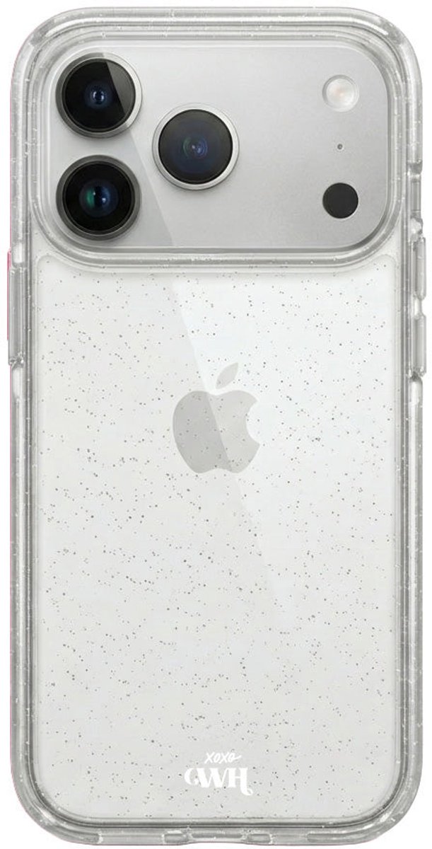 xoxo Wildhearts siliconen glitter hoesje - Sparkle Away Transparent - Siliconen hoesje geschikt voor iPhone 18 Pro - Shockproof case met glitters - Glitter hoesje Transparant