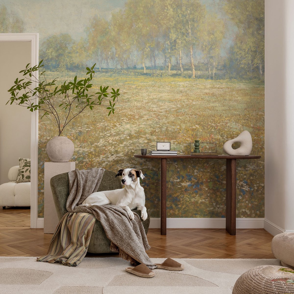 Coloray Vliesbehang - Groente Snellijm Behang - 104x70 cm - Bloeiend Veld Fotobehang Vlies - Hal behang Landschappen - Muurschildering - Woonkamer behang